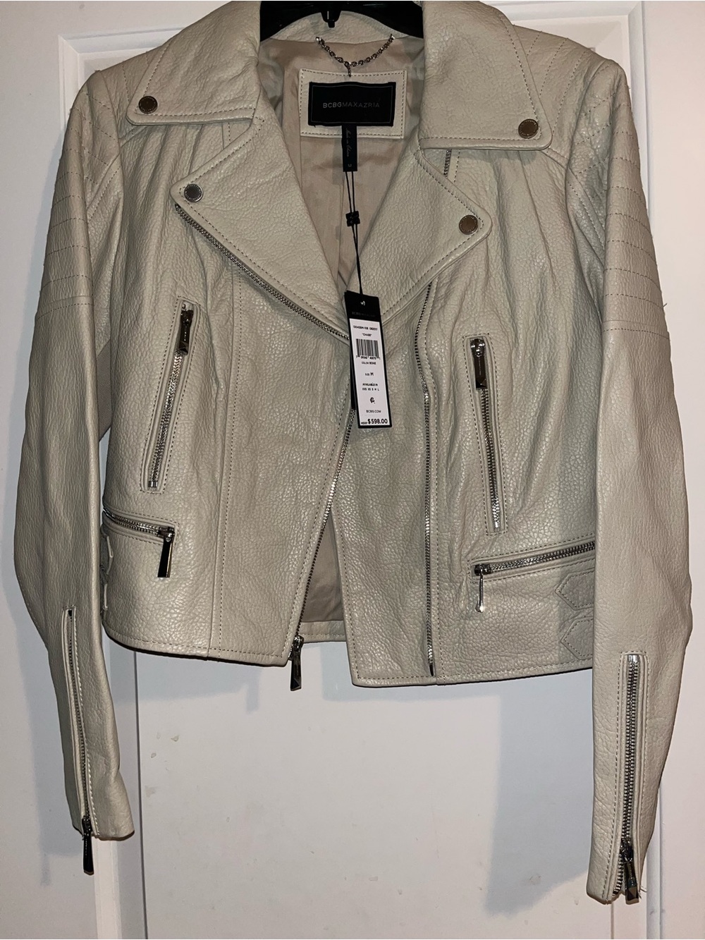 BCBG Cream Leather Jacket